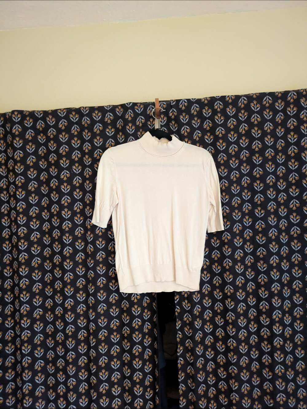 COS Cream Short Sleeve Mock Neck Top